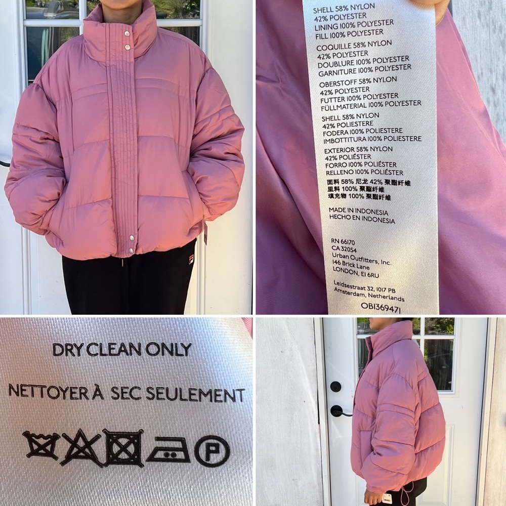 NWT Free People mauve pink rose full zip oversized winter puffer jacket - Picture 14 of 14